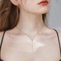 wholesale 9K White Gold Marquise Cut Green Stone Lariat Necklace 30cm + Extender Chain-0-2