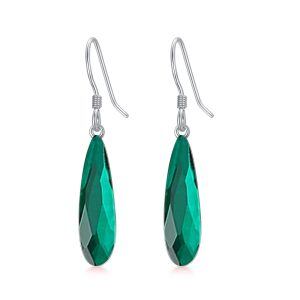 Sterling Silver Created Emerald Dangle Earrings-0