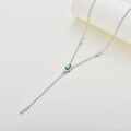 wholesale 9K White Gold Marquise Cut Green Stone Lariat Necklace 30cm + Extender Chain-0-3