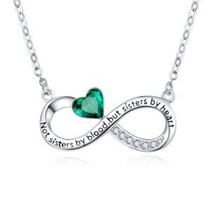 Sterling Silver Infinity Green Cubic Zirconia Pendant Necklace with May Birthstone-0