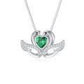 wholesale Silver Birthstone Swan Pendant Necklace for Women Couples Jewelry Gift - Rhodium Plated-0-10