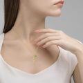 wholesale Gold Plated 925 Sterling Silver Green CZ Faith Cross Pendant Necklace for Women-0-2