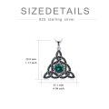 wholesale 925 Sterling Silver Green Crystal Celtic Knot Triquetra Pendant Necklace Irish  for Women and Girls-0-1