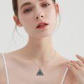 wholesale 925 Sterling Silver Green Crystal Celtic Knot Triquetra Pendant Necklace Irish  for Women and Girls-0-2