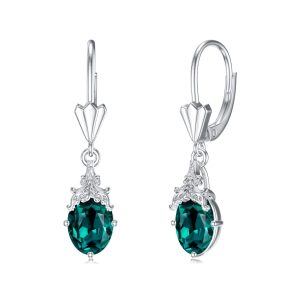 Sterling Silver May Birthstone Drop Earrings-0