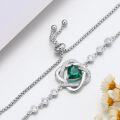 wholesale 925 Sterling Silver Green Crystal Knot Adjustable Anklet  for Her-0-4