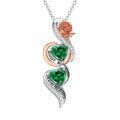 wholesale 925 Sterling Silver Green Heart & Rose Pendant Necklace for Sisters Forever My Friend s-0-0