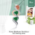 wholesale 925 Sterling Silver Green Heart & Rose Pendant Necklace for Sisters Forever My Friend s-0-6