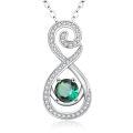 wholesale 925 Sterling Silver Green Crystal Infinity Pendant Necklace for Women-0-0
