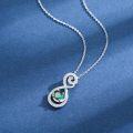 wholesale 925 Sterling Silver Green Crystal Infinity Pendant Necklace for Women-0-2