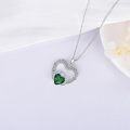 wholesale 925 Sterling Silver Green Emerald Celtic Knot Claddagh Heart Pendant Necklace for Women-0-2
