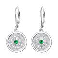 wholesale 925 Sterling Silver Green Emerald Compass Drop Earrings for Women-0-0