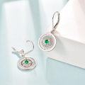 wholesale 925 Sterling Silver Green Emerald Compass Drop Earrings for Women-0-4