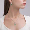 wholesale 925 Sterling Silver Green Emerald CZ Heart Pendant Necklace for Women January Birthday Gifts-0-2