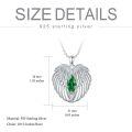 wholesale Sterling Silver Birthstone Angel Wings Necklace for Women Guardian Angel Pendant Anniversary Birthday Christmas Gifts - Rhodium Plated-0-1