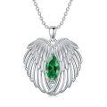 wholesale Sterling Silver Birthstone Angel Wings Necklace for Women Guardian Angel Pendant Anniversary Birthday Christmas Gifts - Rhodium Plated-0-14