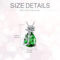 wholesale Sterling Silver Crystal Birthstone Necklace Pendant for Women 18+2 Inch - Rhodium Plated-0-9