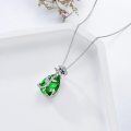 wholesale Sterling Silver Crystal Birthstone Necklace Pendant for Women 18+2 Inch - Rhodium Plated-0-11