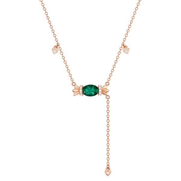 Sterling Silver Lab-Created Emerald Choker Necklaces with May Birthstone-0