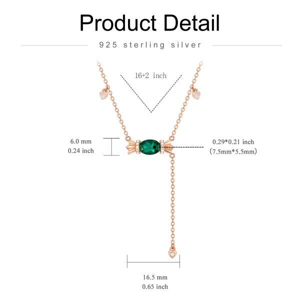 Sterling Silver Lab-Created Emerald Choker Necklaces with May Birthstone-1