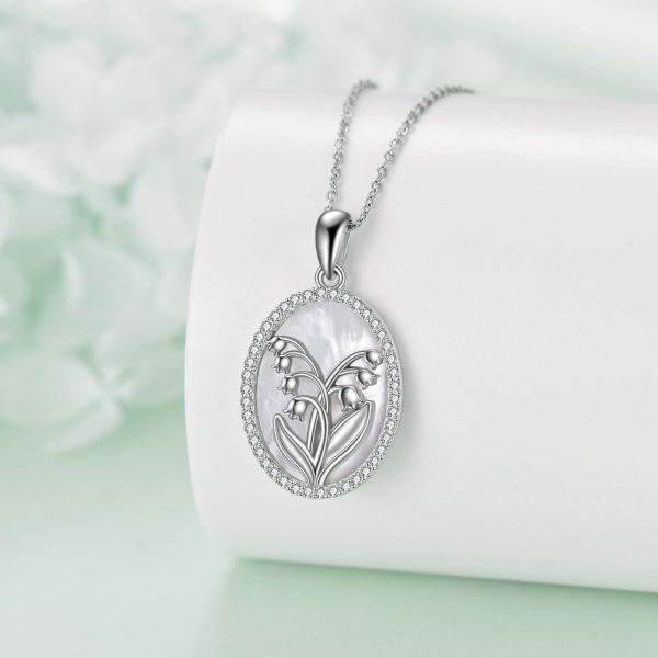 Sterling Silver Lily Of The Valley Pendant Necklace-3