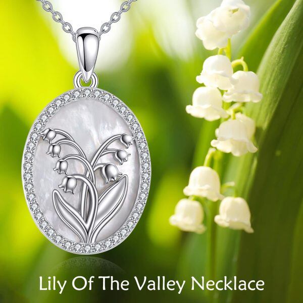 Sterling Silver Lily Of The Valley Pendant Necklace-5