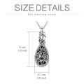 wholesale 925 Sterling Silver Black Crystal Floral Tear Drop Cremation Keepsake Pendant with Chain-0-1