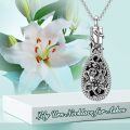 wholesale 925 Sterling Silver Black Crystal Floral Tear Drop Cremation Keepsake Pendant with Chain-0-5