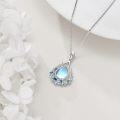 wholesale 925 Sterling Silver Teardrop Blue Moonstone Birth Flower Pendant Necklace for Women and Girls-0-4