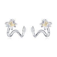 wholesale 925 Sterling Silver Lilies of the Valley Ear Cuffs for Women Girls Gifts Non-Gemstones Minimalist Earrings Set- Rhodium Plated