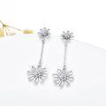 wholesale Sterling Silver October Birthstone Daisy Earrings Hypoallergenic Dangle Gift - Rhodium Plated-0-4