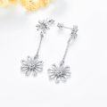 wholesale Sterling Silver October Birthstone Daisy Earrings Hypoallergenic Dangle Gift - Rhodium Plated-0-5