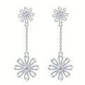 wholesale Sterling Silver October Birthstone Daisy Earrings Hypoallergenic Dangle Gift - Rhodium Plated-0-12