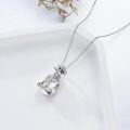 wholesale Sterling Silver Crystal Birthstone Necklace Pendant for Women 18+2 Inch - Rhodium Plated-0-4