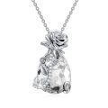 wholesale Sterling Silver Crystal Birthstone Necklace Pendant for Women 18+2 Inch - Rhodium Plated-0-15