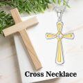 wholesale 925 Sterling Silver Gold Plated Cubic Zirconia Cut Cross Pendant Necklace for Women Gifts-0-5