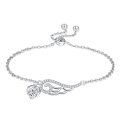 wholesale 925 Sterling Silver Angel Wing & Heart Charm Adjustable Bracelet s for Women-0-0