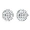 wholesale White Gold Plated 925 Sterling Silver Round CZ Stud Earrings (April Birthstone) - 10 x 10 mm Baguette Cut-0-0