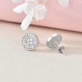 wholesale White Gold Plated 925 Sterling Silver Round CZ Stud Earrings (April Birthstone) - 10 x 10 mm Baguette Cut-0-4