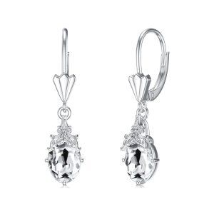 Sterling Silver April Birthstone Drop Earrings-0