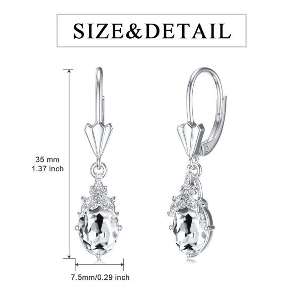 Sterling Silver April Birthstone Drop Earrings-1