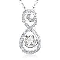 wholesale 925 Sterling Silver Round Cut Cubic Zirconia Infinity Pendant Necklace for Women- Rhodium Plated