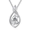 wholesale 925 Sterling Silver Pear-Shaped Crystal Pendant Necklace for Women - Friendship -0-0