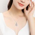 wholesale 925 Sterling Silver Pear-Shaped Crystal Pendant Necklace for Women - Friendship -0-2
