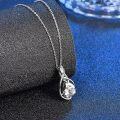 wholesale 925 Sterling Silver Pear-Shaped Crystal Pendant Necklace for Women - Friendship -0-5