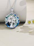 wholesale 925 Sterling Silver Blue Crystal Tree of Life Pendant Necklace for Women Mother's Day Gifts-0-2