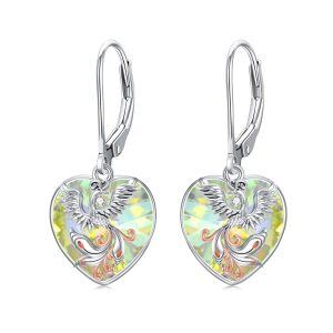 Sterling Silver Phoenix Crystal Dangle Earrings with April Birthstone-0