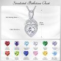 wholesale 925 Sterling Silver CZ Heart Pendant Necklace - January Birthstone Gifts for Her-0-1