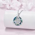 wholesale 925 Sterling Silver Blue Crystal Celtic Knot Birth Flower Pendant Necklaces Irish s for Women and Girls-0-3