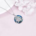 wholesale 925 Sterling Silver Blue Crystal Celtic Knot Birth Flower Pendant Necklaces Irish s for Women and Girls-0-4